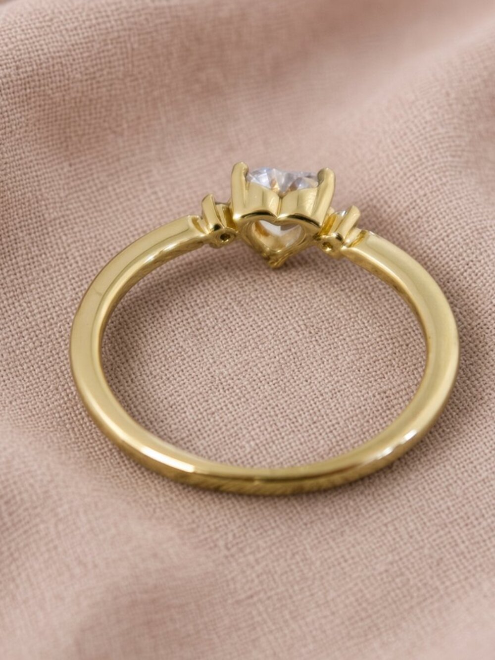 Forever Loved Gold-Tone Heart White Stone Bling Ring a Token of Devotion - Picture 7 of 7